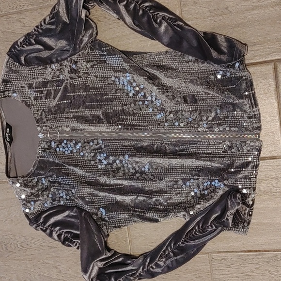 Chic Me Sparkling Velvet Sequin Tracksuit Women's Small (4-6) Flaw On Pants, Y2K - Picture 3 of 9